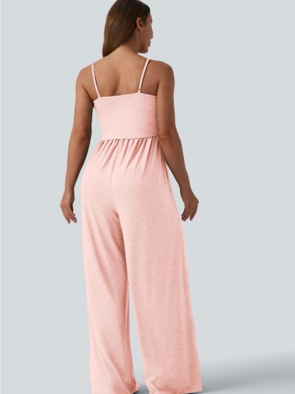 HALARA SZ M NWT Adjustable Strap Ruched Wide Leg Jumpsuit - Picture 2 of 7